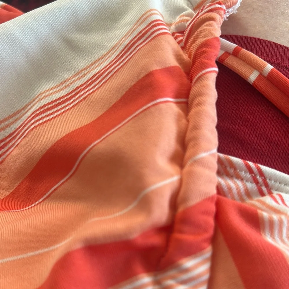 MICHAEL Michael Kors Burnt Orange & White One Piece Swimsuit